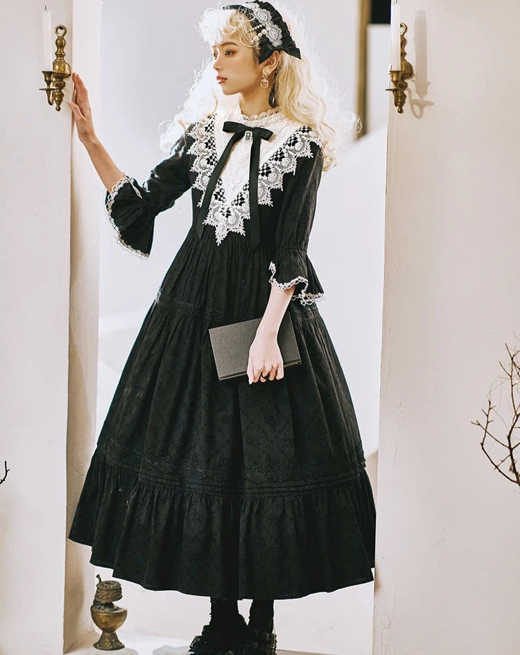 Classical Cotton-jacquard Lace Stand-collar Dress 22 Classical Cotton-jacquard Lace Stand-collar Dress - Image 20