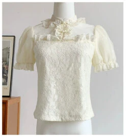 Lace Floral Blouse With Detachable Sleeves -LOLITA Shop O1CN01sjDNTN2CZ6MAIUmvd 2528448487