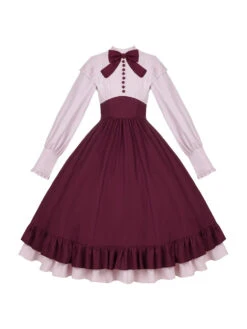 Rose Red Fake Two-piece Style Dress -LOLITA Shop O1CN01tKTglQ2CZ6KTjTRRO 2528448487