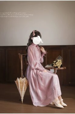 Dusty Pink Sheer Ribbon Dress 26 Dusty Pink Sheer Ribbon Dress -LOLITA Shop O1CN01tOIep32JsWRQrU9nG 2312269477