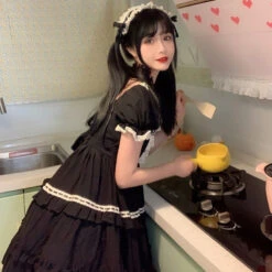 Frill Square Neck Sweet Loli Short Sleeve Dress And Headdress 32 Frill Square Neck Sweet Loli Short Sleeve Dress And Headdress -LOLITA Shop O1CN01tQZn5g2B5UssorBjW 238118287