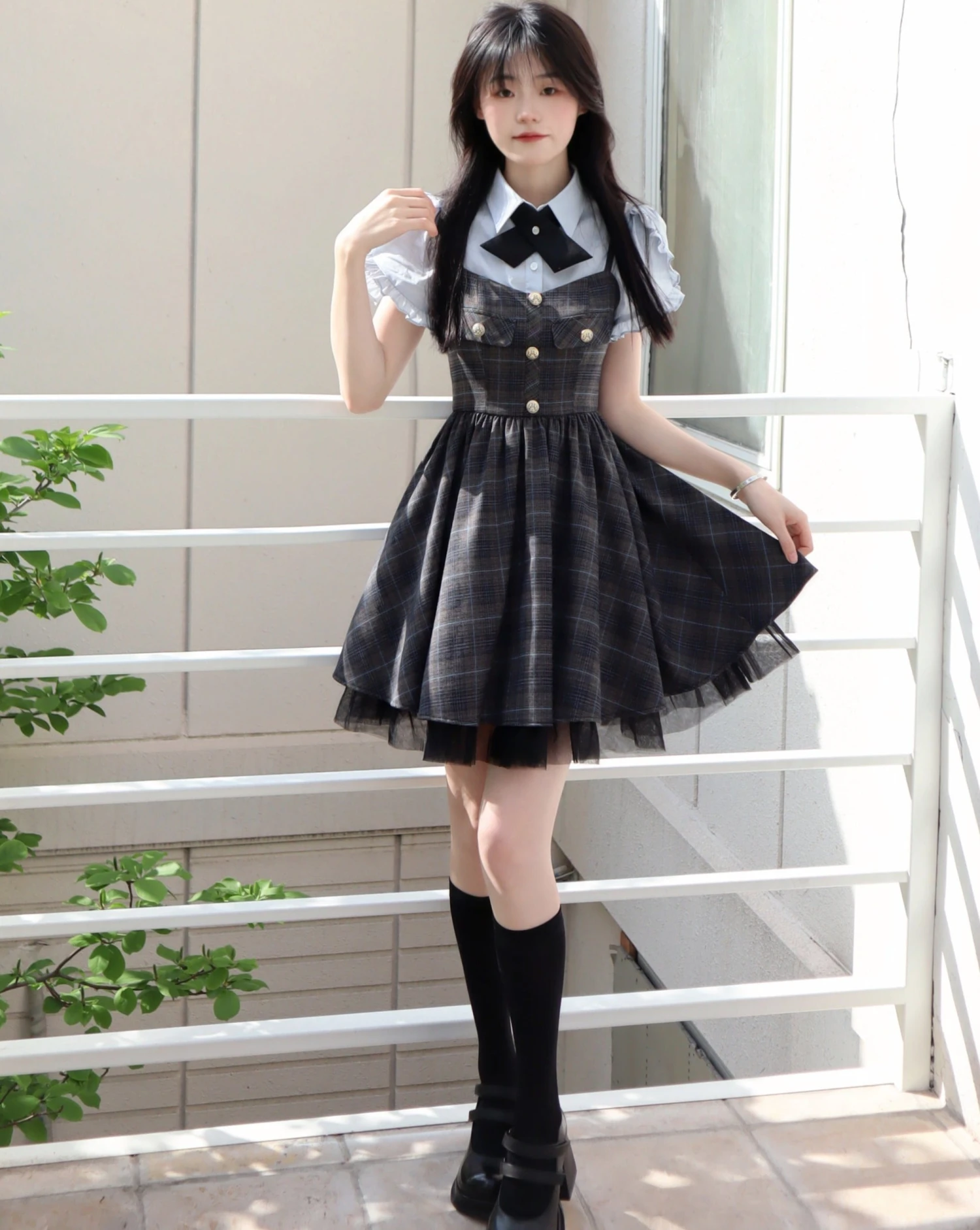 Gray Plaid Strap Jumper Skirt 6 Gray Plaid Strap Jumper Skirt - Image 4