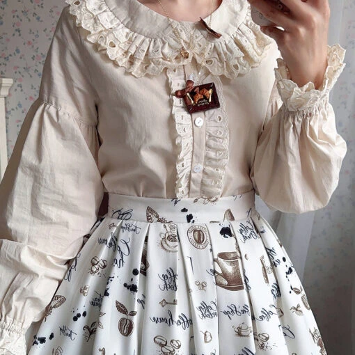 Caramel Latte Sweet Retro Girly Blouse