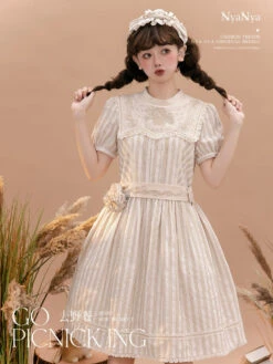 Go Picnicking Striped Short Sleeve Dress -LOLITA Shop O1CN01wOSsLc1NZyfQIhnnr 756511585
