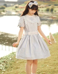 Go Picnicking Striped Short Sleeve Dress -LOLITA Shop O1CN01x5lO5d1NZyfKwLsKd 756511585