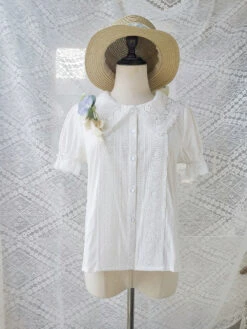 Rose Song Vintage Design Short Sleeve Blouse -LOLITA Shop O1CN01xCmX3v1THYMxzbwz8 555372357