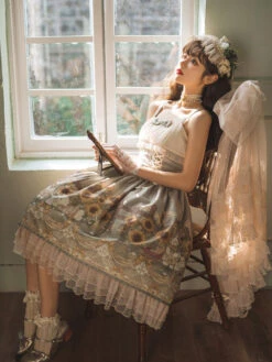 Jumper Skirt With Fluffy Veil And Sunflower Pattern Lace Skirt -LOLITA Shop O1CN01xLuaOj1jmGg8UWFr6 290794590