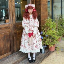 Bunny Bear Bunny Long-sleeved One-piece Dress With Bunny Ears, Long Length -LOLITA Shop O1CN01yMM4Re20M1hIe0HCM 2430736834