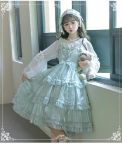 Maiden's Holiday Pearl Puff Jumper Skirt All 6 Colors -LOLITA Shop O1CN01yoh5Lv1y6nAei6FQn 86528653