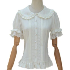 Embroidered Collar Lolita Short Sleeve Blouse With Ruffles And Lace -LOLITA Shop TB28GG8phPI8KJjSspoXXX6MFXa 83566271