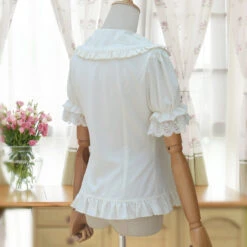 Embroidered Collar Lolita Short Sleeve Blouse With Ruffles And Lace -LOLITA Shop TB2RGXtt90jpuFjy0FlXXc0bpXa 83566271