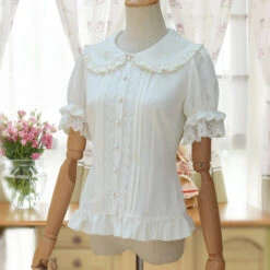 Embroidered Collar Lolita Short Sleeve Blouse With Ruffles And Lace -LOLITA Shop TB2e3eSt3xlpuFjy0FoXXa.lXXa 83566271
