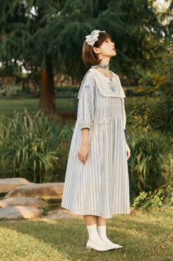 Go Picnicking Striped Half Sleeve Dress -LOLITA Shop dd3ec5fdly1hlq1pwb4mxj23gg56oe89