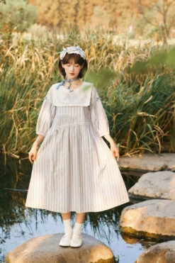 Go Picnicking Striped Half Sleeve Dress -LOLITA Shop dd3ec5fdly1hlq1q8qb16j22dc3k0b2d