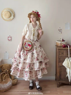 Bunny Bear Bunny Print Tiered Skirt -LOLITA Shop deffc114gy1ht8i1by3afj21hf1z9x6r