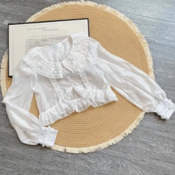 Rose Garden Ruffle And Ribbon Short Long Sleeve Cardigan -LOLITA Shop gjhjhu6u3u2k