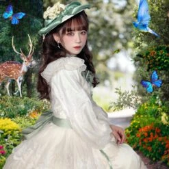 [Pre-order] Bell Orchid Flower Embroidery Open Skirt Elegant Dress