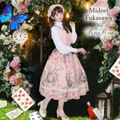 [Pre-order] Rose Garden 2-way Design Neck Classic Lolita Jumper Skirt -LOLITA Shop pinkmidlog