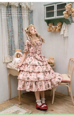 Camellia Berry Short Sleeve Dress Tiered Type Long Length -LOLITA Shop s O1CN010HPwfb28oRB2lssp6 331847979