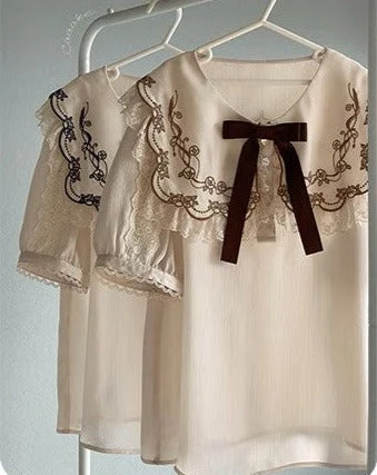 Opera Theater Embroidered Short Sleeve Blouse 3 Opera Theater Embroidered Short Sleeve Blouse