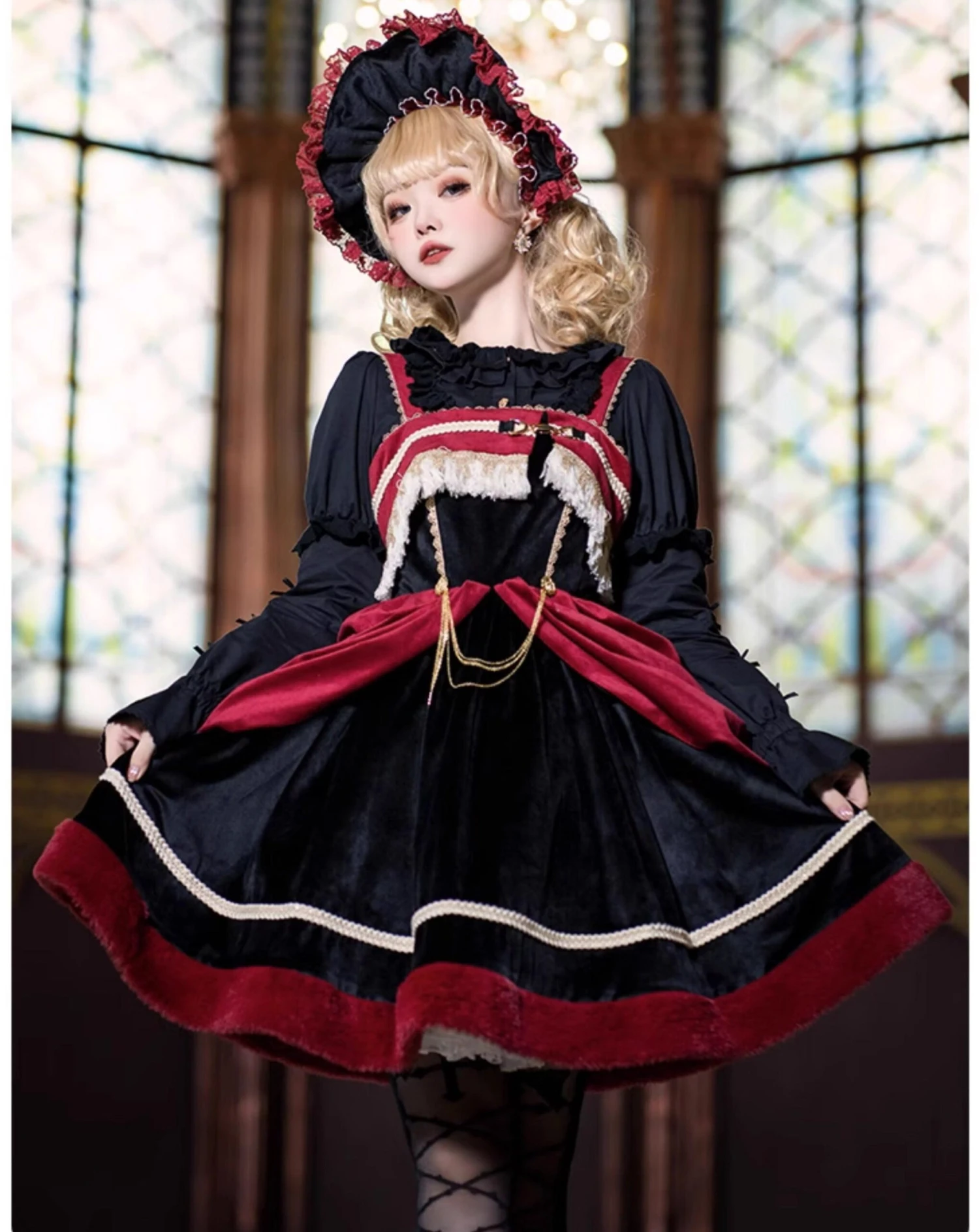 Dark Baroque Red And Black Jumper Skirt 4 Dark Baroque Red And Black Jumper Skirt - Image 2