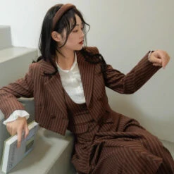 Coffee-colored Vertical Striped Classic Jacket, Vest, And Skirt -LOLITA Shop s O1CN01KOPpeG2IjzOO2yEtB 235759323