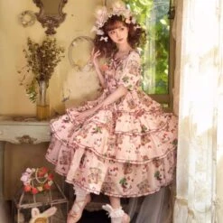 Camellia Berry Short Sleeve Dress Tiered Type Long Length -LOLITA Shop s O1CN01LagbWC28oR8Eo7eYU 331847979