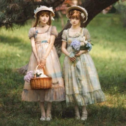 Elegance Greek Oil Painting Style Print Empire Dress With Ruffles