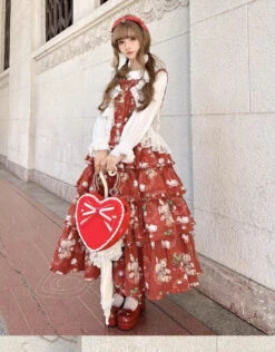 Camellia Berry Jumper Skirt Tiered Type Long Length -LOLITA Shop s O1CN01pUEX6L28oR8DIAUAy 331847979