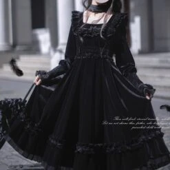 Black Swan Velvet Frill Dress