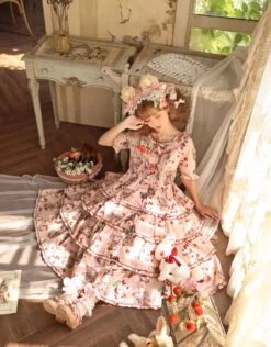 Camellia Berry Short Sleeve Dress Tiered Type Long Length -LOLITA Shop s O1CN01vX1QdE28oR8LhScTD 331847979