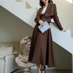 Coffee-colored Vertical Striped Classic Jacket, Vest, And Skirt -LOLITA Shop s O1CN01vtHmFb2IjzOVa2GDF 235759323